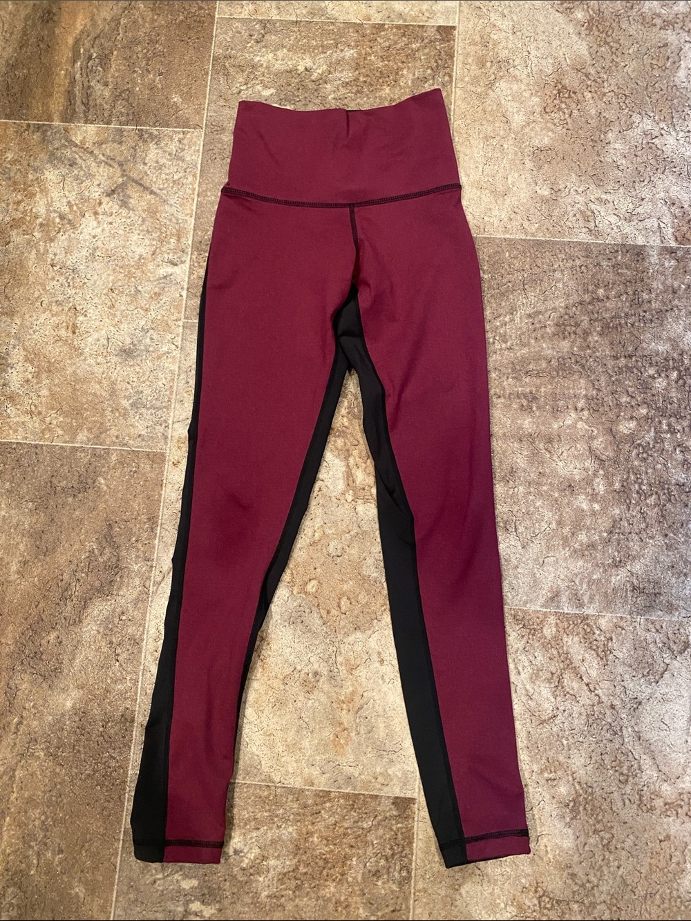 SYI Burgundy and Black Active Leggings, size XS